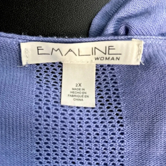 Emaline Women’s 2X  Purple Open Front Topper Cardigan Waterfall Semi Sheer - Picture 9 of 10